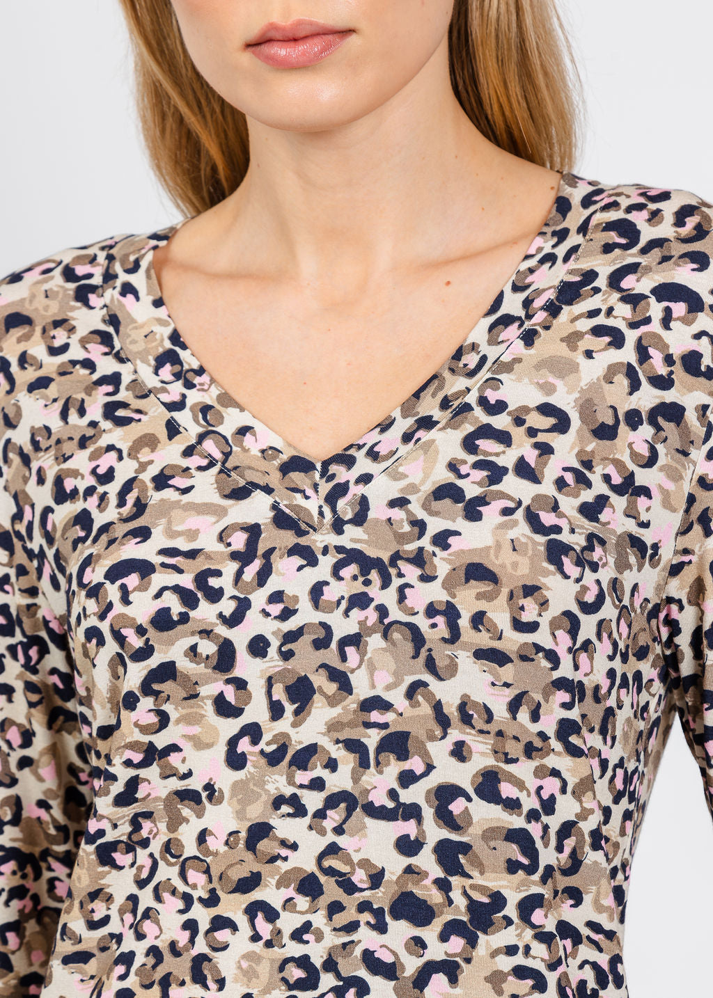 Elliott Lauren Leopard V-Neck Sweater in Pink available at Barbara Katz