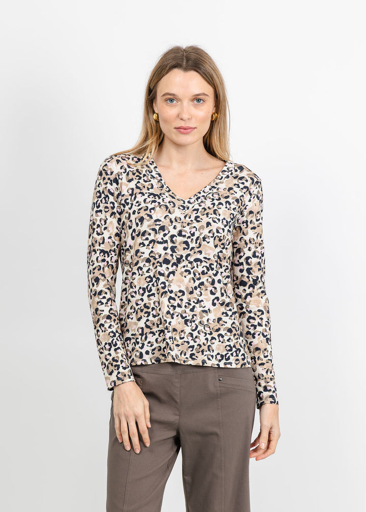 Elliott Lauren Leopard V-Neck Sweater in Pink available at Barbara Katz