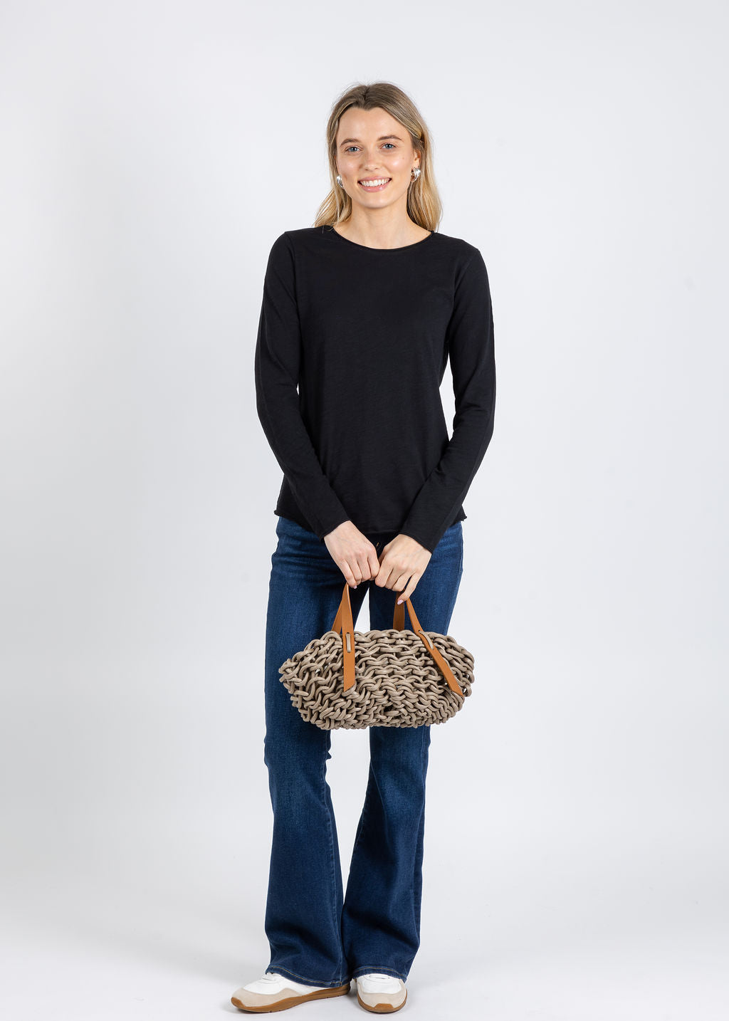 Elliott Lauren Lilly Long Sleeve Tee in Black available at Barbara Katz