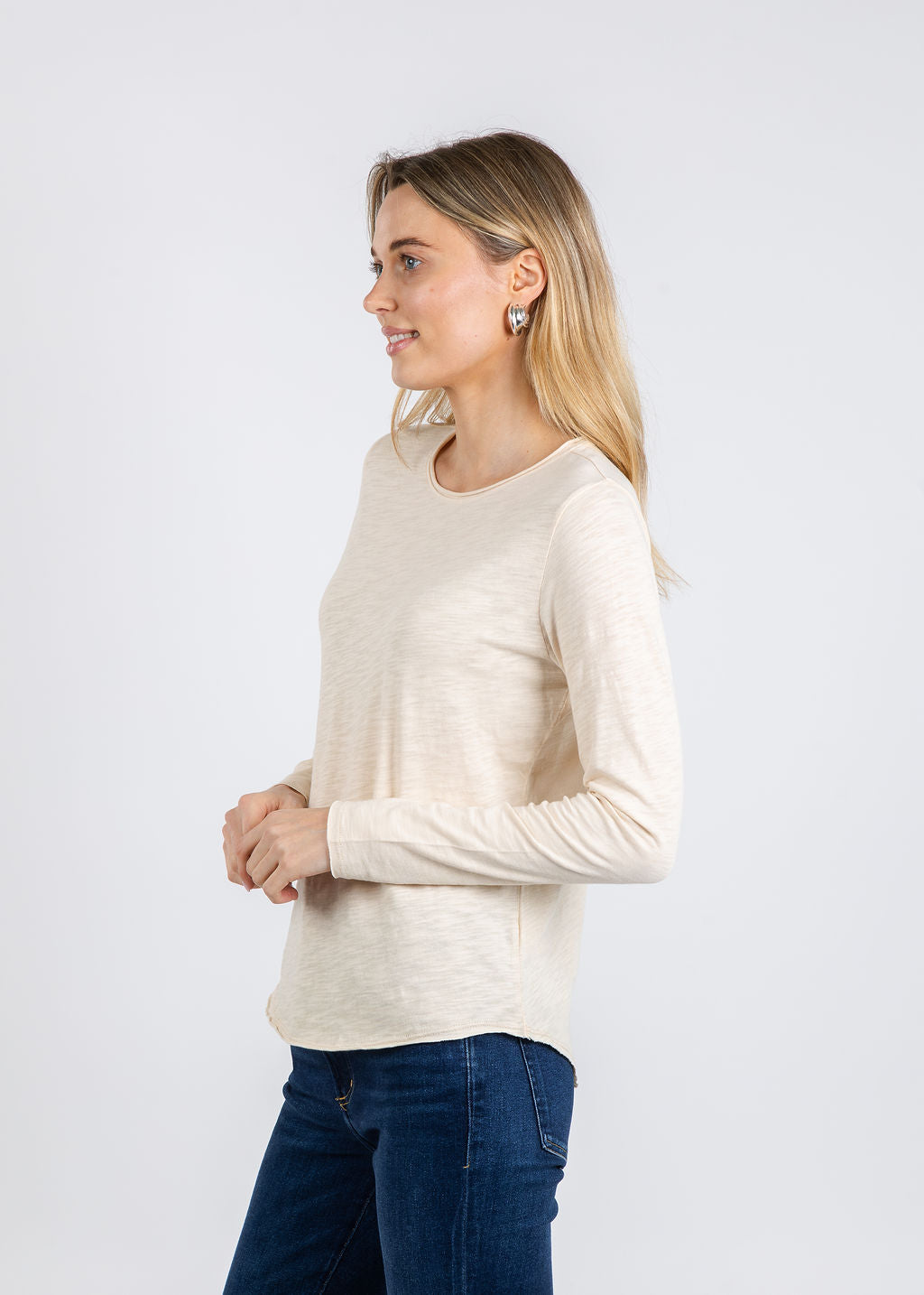 Elliott Lauren Lilly Long Sleeve Tee in Oat available at Barbara Katz