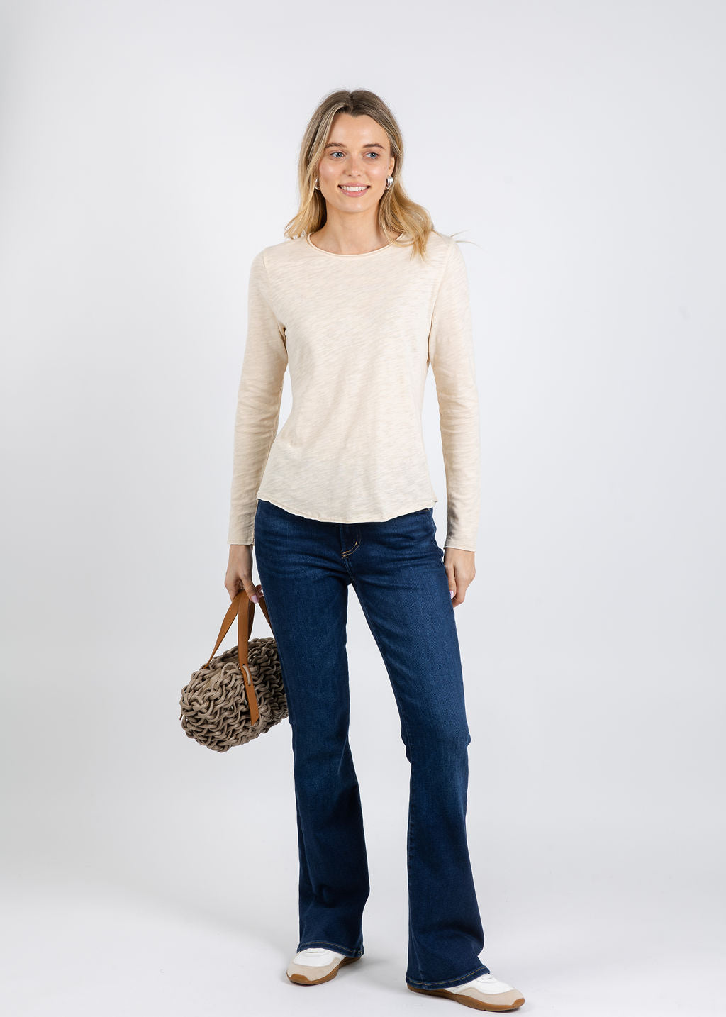 Elliott Lauren Lilly Long Sleeve Tee in Oat available at Barbara Katz