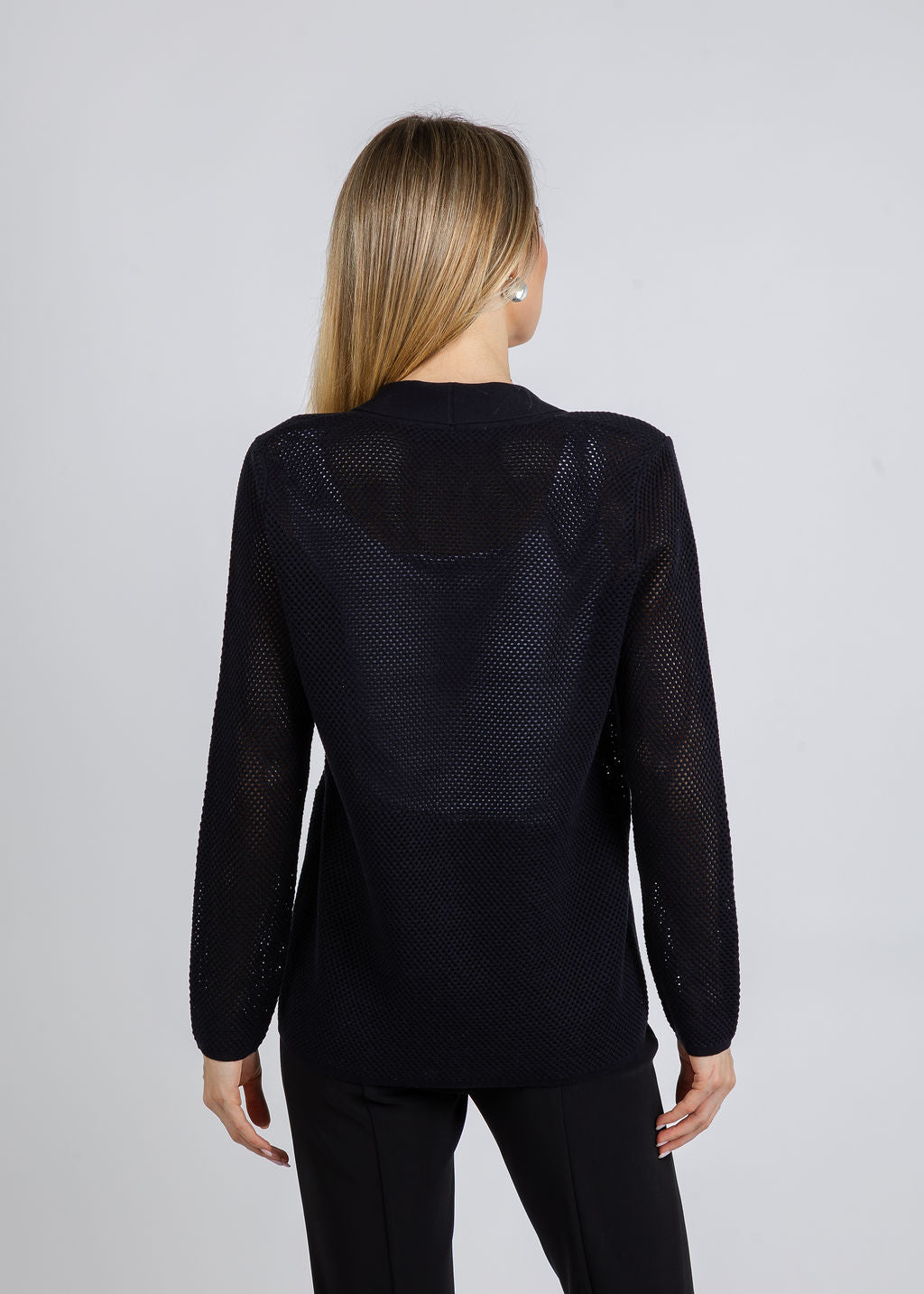 Elliott Lauren Mesh Knit Jacket in Black available at Barbara Katz