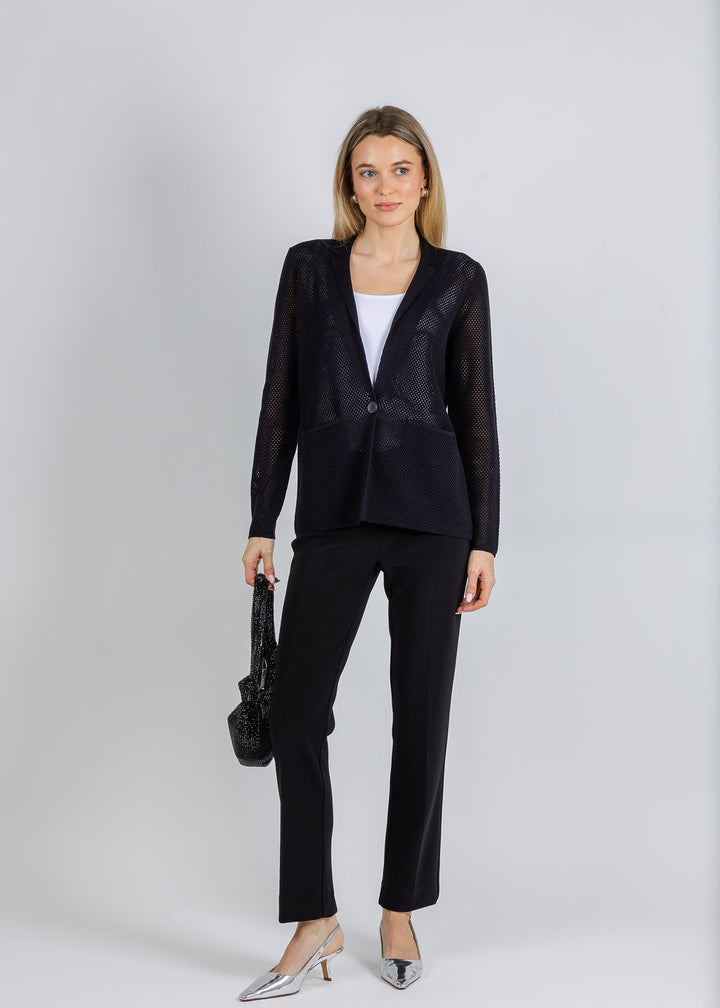 Elliott Lauren Mesh Knit Jacket in Black available at Barbara Katz