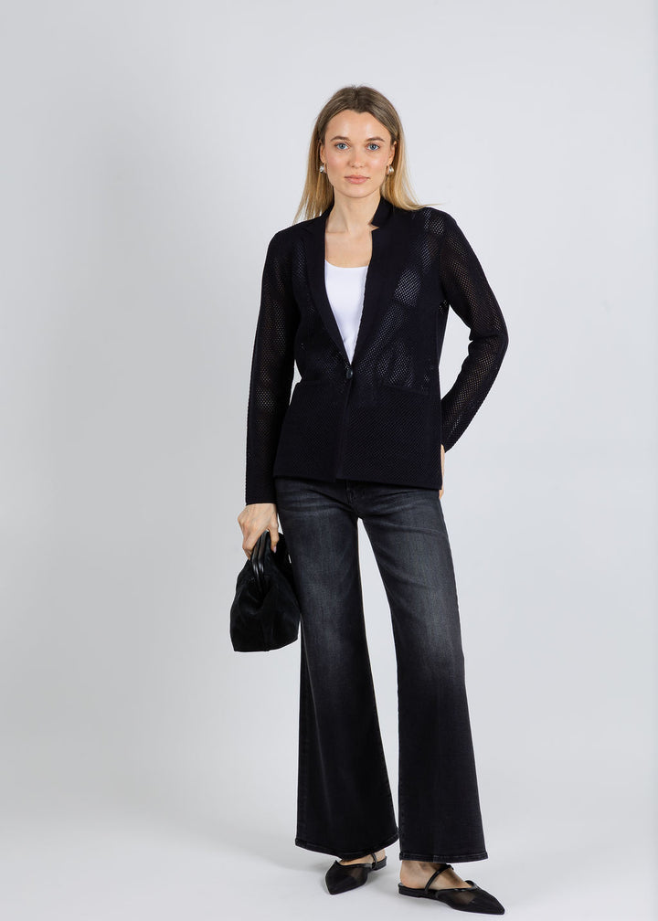 Elliott Lauren Mesh Knit Jacket in Black available at Barbara Katz