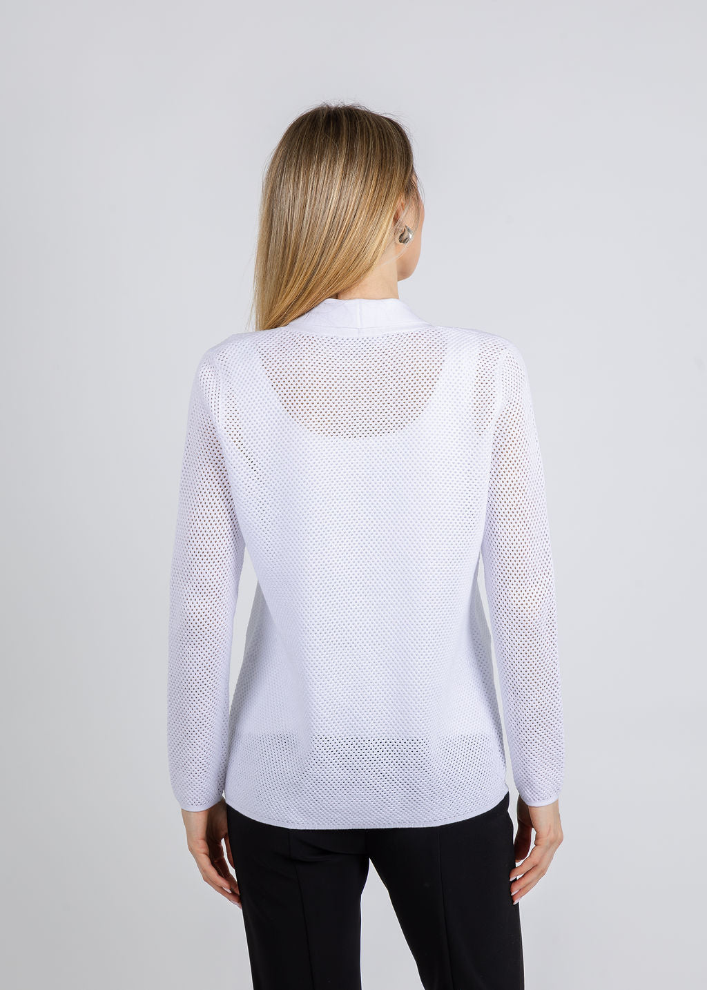 Elliott Lauren Mesh Knit Jacket in White available at Barbara Katz