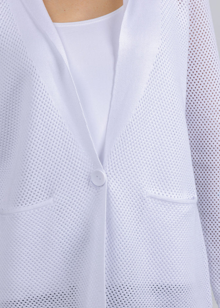 Elliott Lauren Mesh Knit Jacket in White available at Barbara Katz