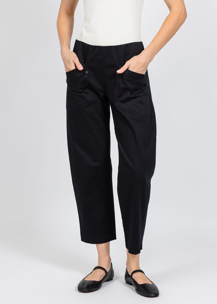 Elliott Lauren Modern Twill Barrel Pant in Black available at Barbara Katz
