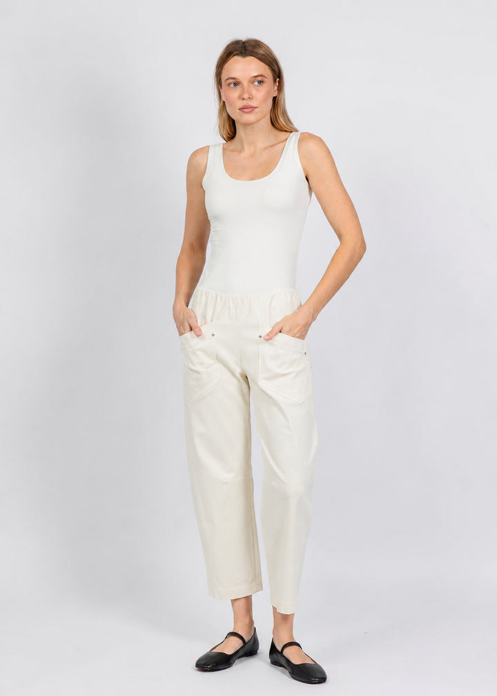 Elliott Lauren Modern Twill Barrel Pant in Cream available at Barbara Katz