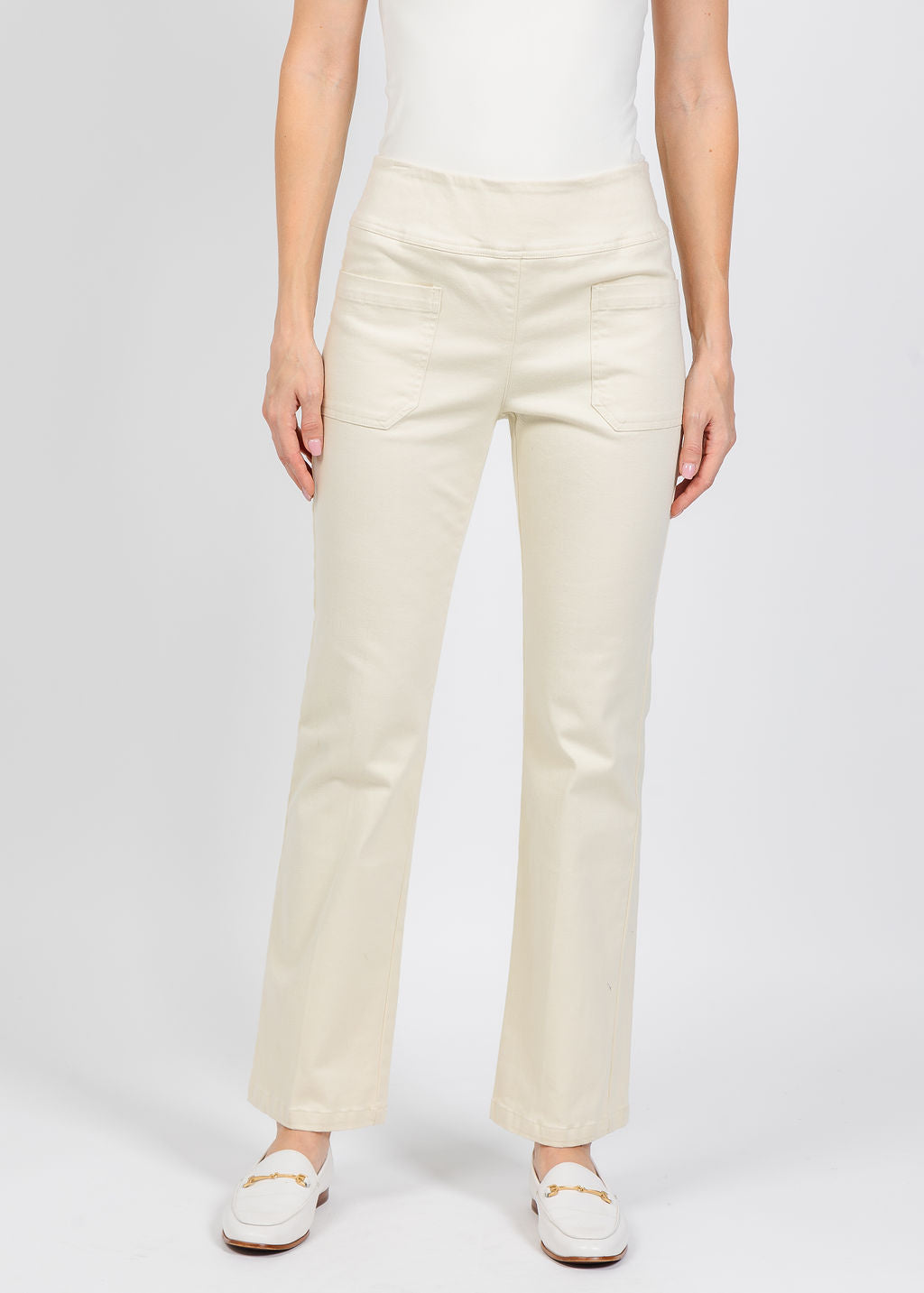 Elliott Lauren Modern Twill Bootcut Pant in Cream available at Barbara Katz