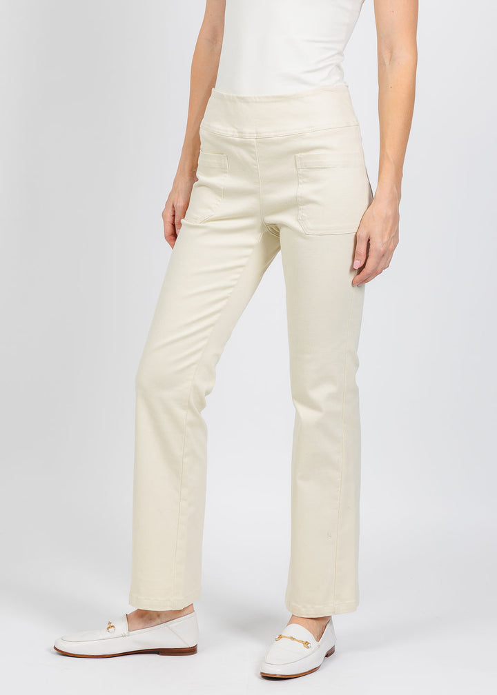 Elliott Lauren Modern Twill Bootcut Pant in Cream available at Barbara Katz