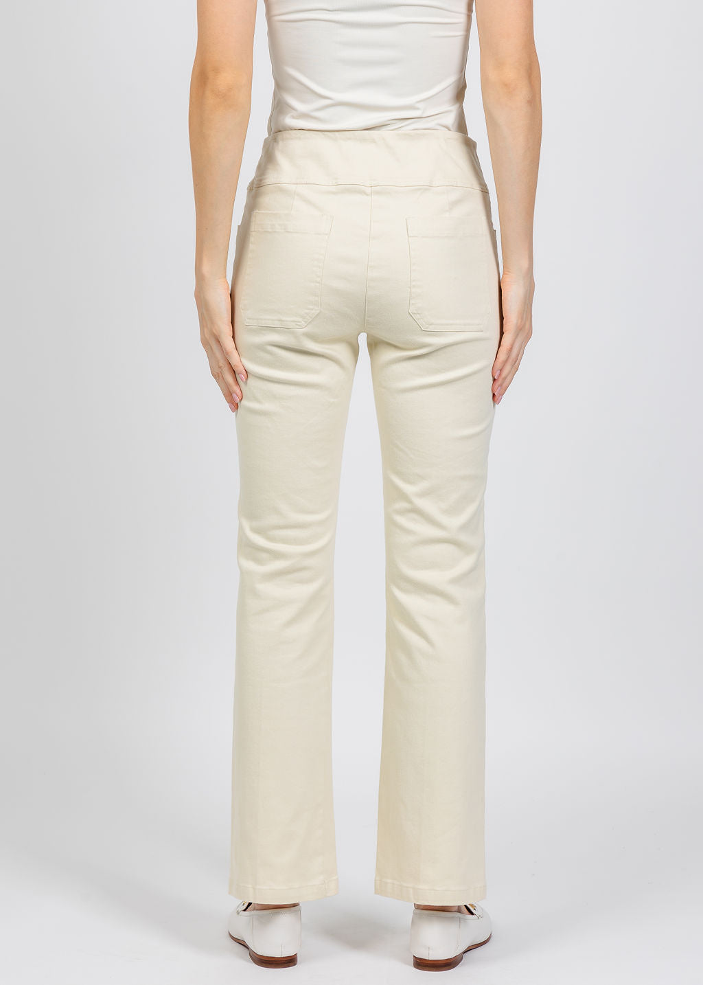 Elliott Lauren Modern Twill Bootcut Pant in Cream available at Barbara Katz
