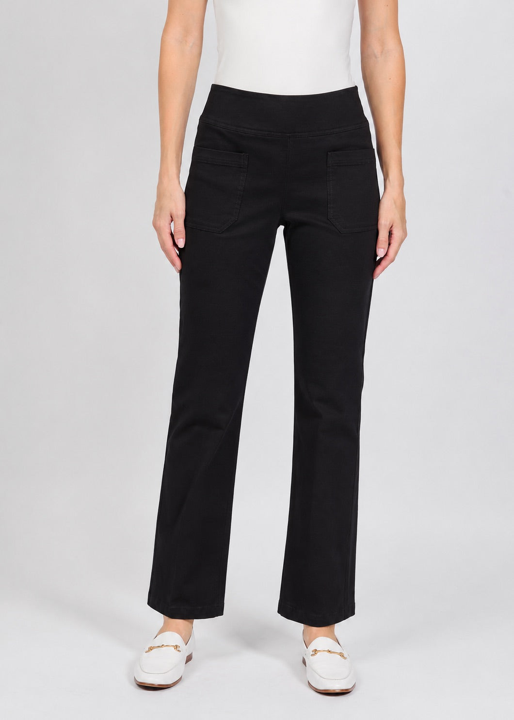 Elliott Lauren Modern Twill Bootcut Pant in Black available at Barbara Katz