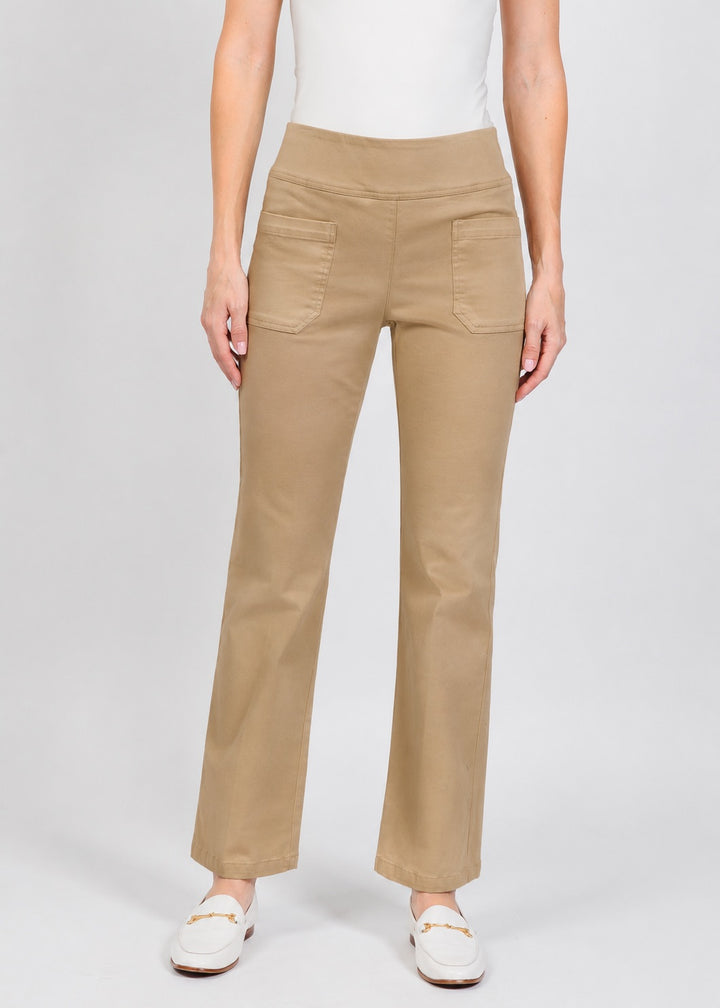 Elliott Lauren Modern Twill Bootcut Pant in Khaki available at Barbara Katz