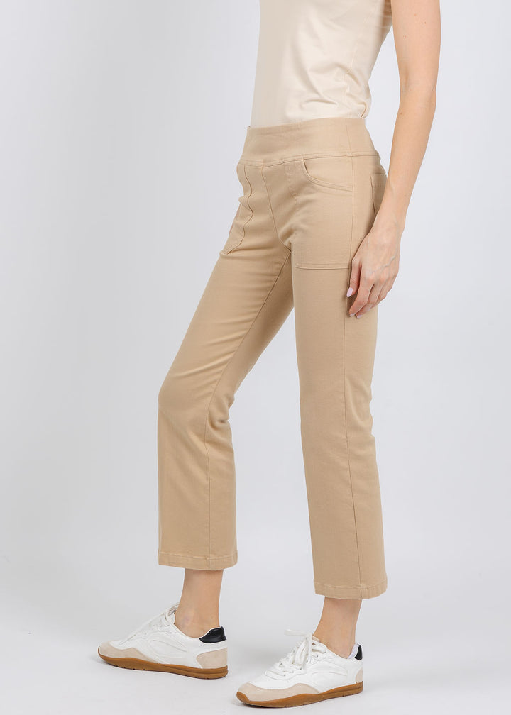Elliott Lauren Modern Twill Pull-On Pants With Pocket in Camel available at Barbara Katz