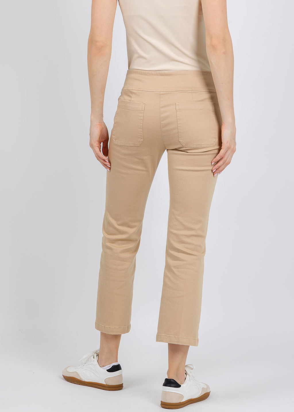 Elliott Lauren Modern Twill Pull-On Pants With Pocket in Camel available at Barbara Katz