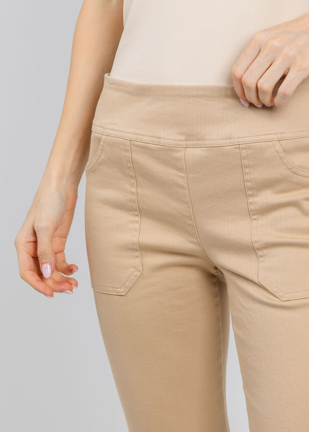 Elliott Lauren Modern Twill Pull-On Pants With Pocket in Camel available at Barbara Katz