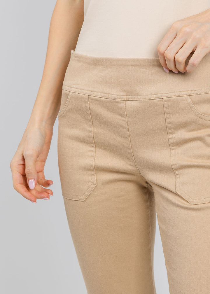 Elliott Lauren Modern Twill Pull-On Pants With Pocket in Camel available at Barbara Katz