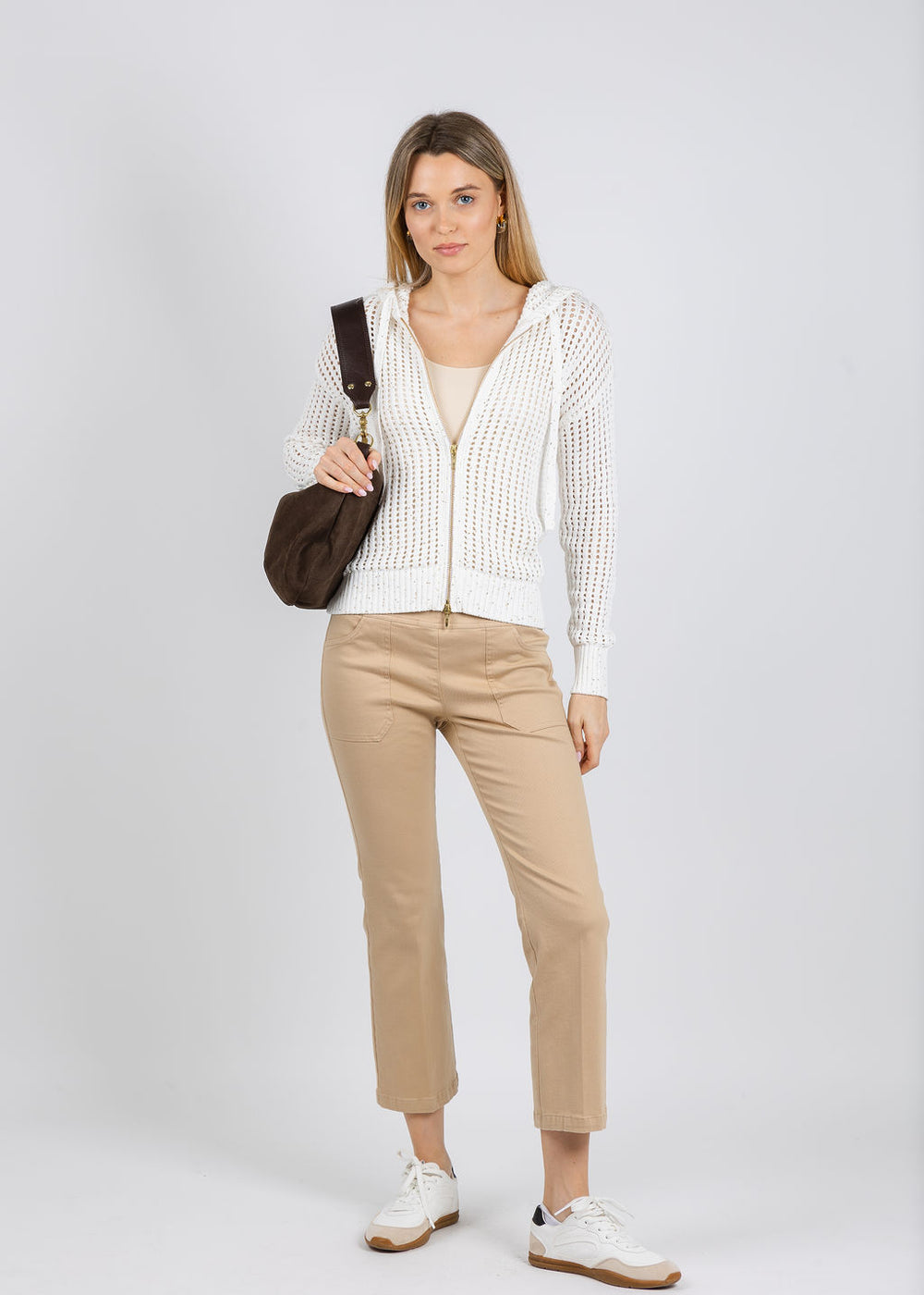 Elliott Lauren Modern Twill Pull-On Pants With Pocket in Camel available at Barbara Katz