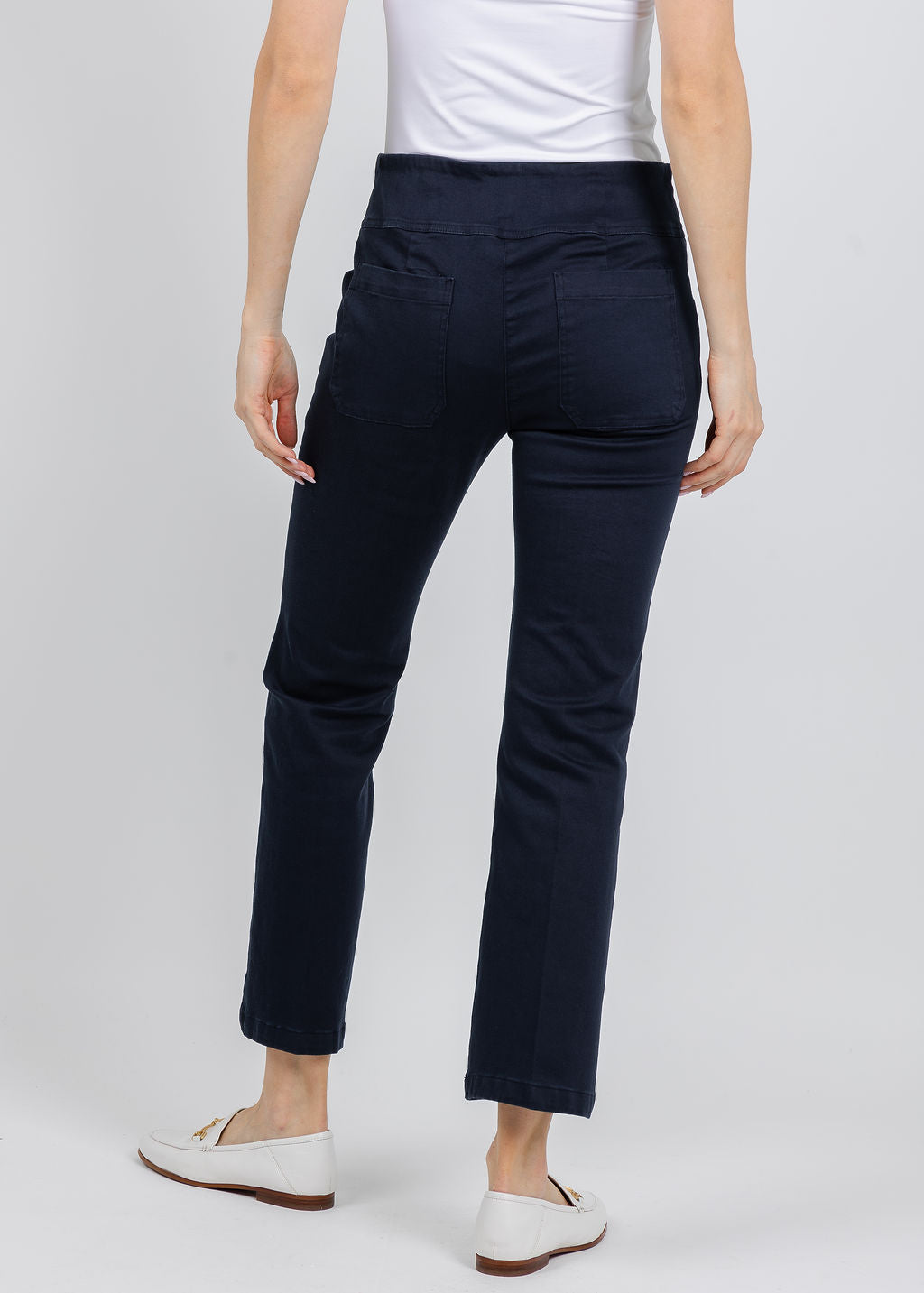 Elliott Lauren Modern Twill Pull-On Pants With Pocket in Navy available at Barbara Katz