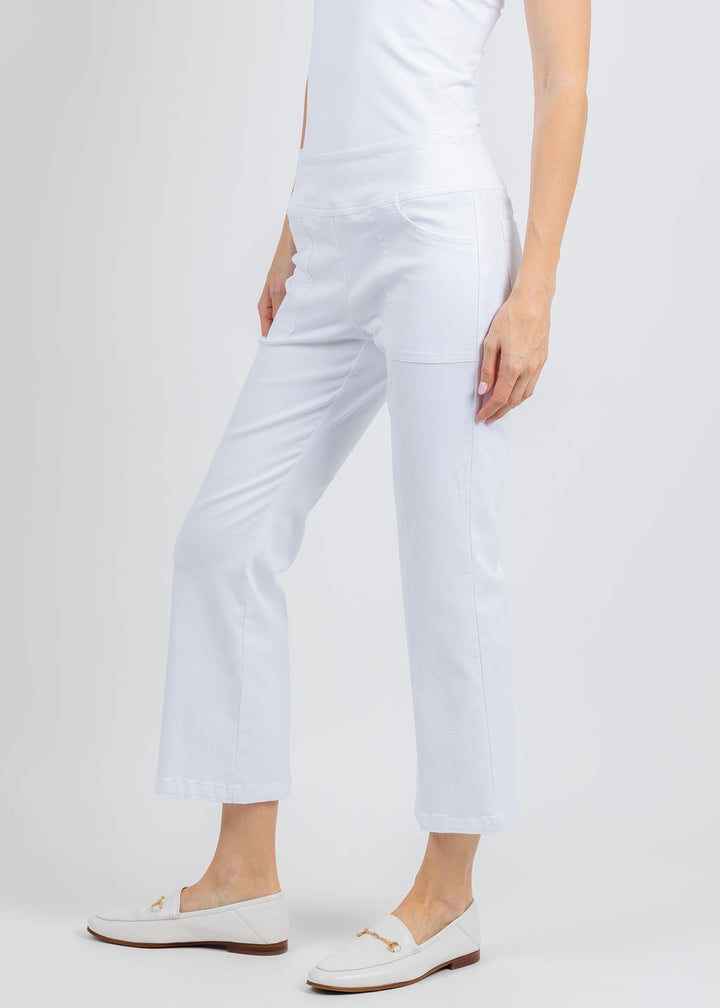 Elliott Lauren Modern Twill Pull-On Pants With Pocket in White available at Barbara Katz