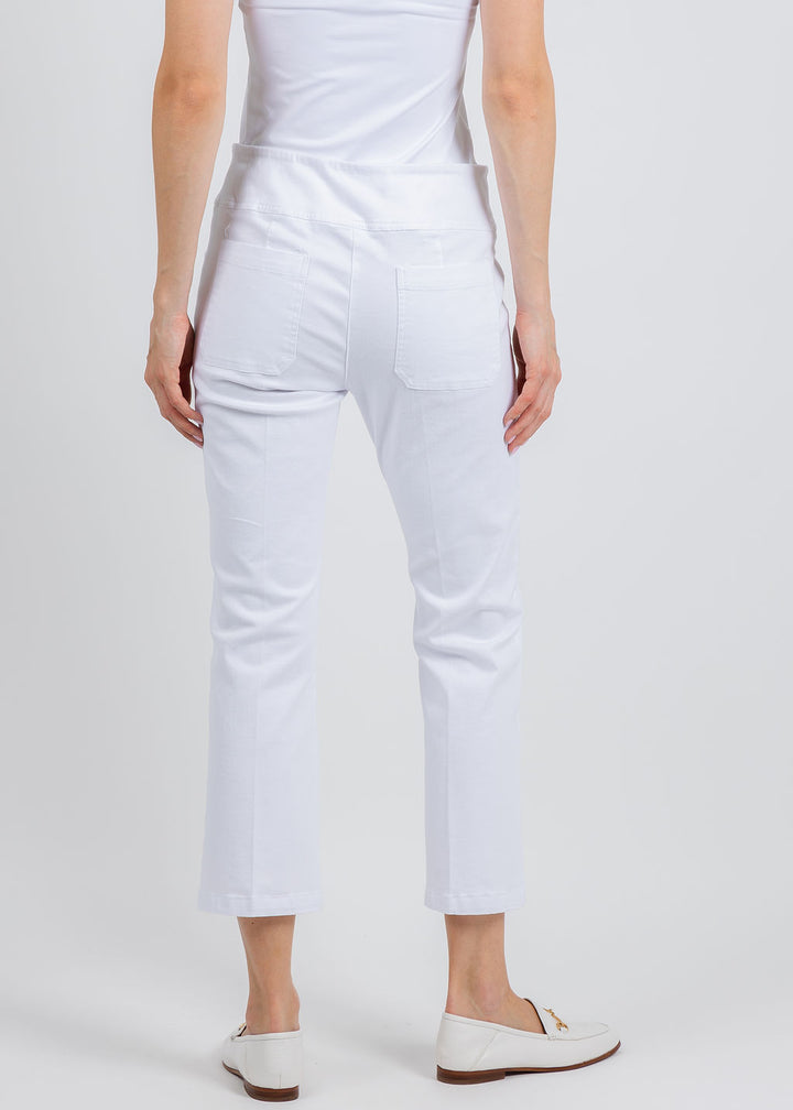 Elliott Lauren Modern Twill Pull-On Pants With Pocket in White available at Barbara Katz