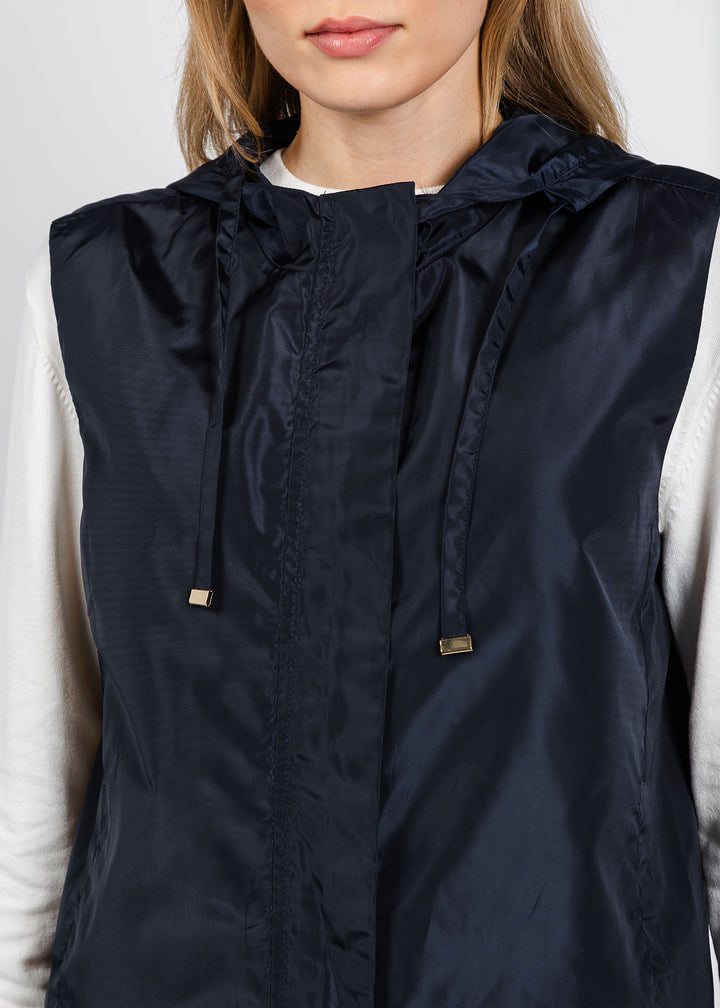 Elliott Lauren Nylon Zip Up Vest in Navy available at Barbara Katz