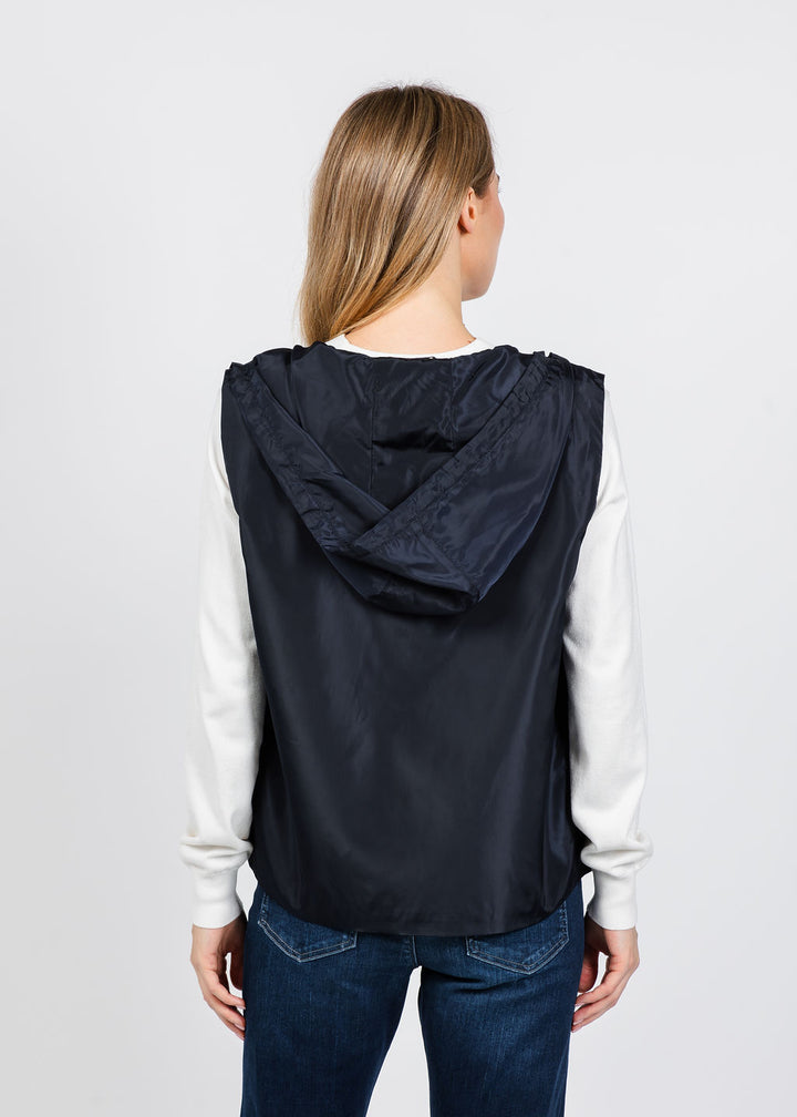 Elliott Lauren Nylon Zip Up Vest in Navy available at Barbara Katz