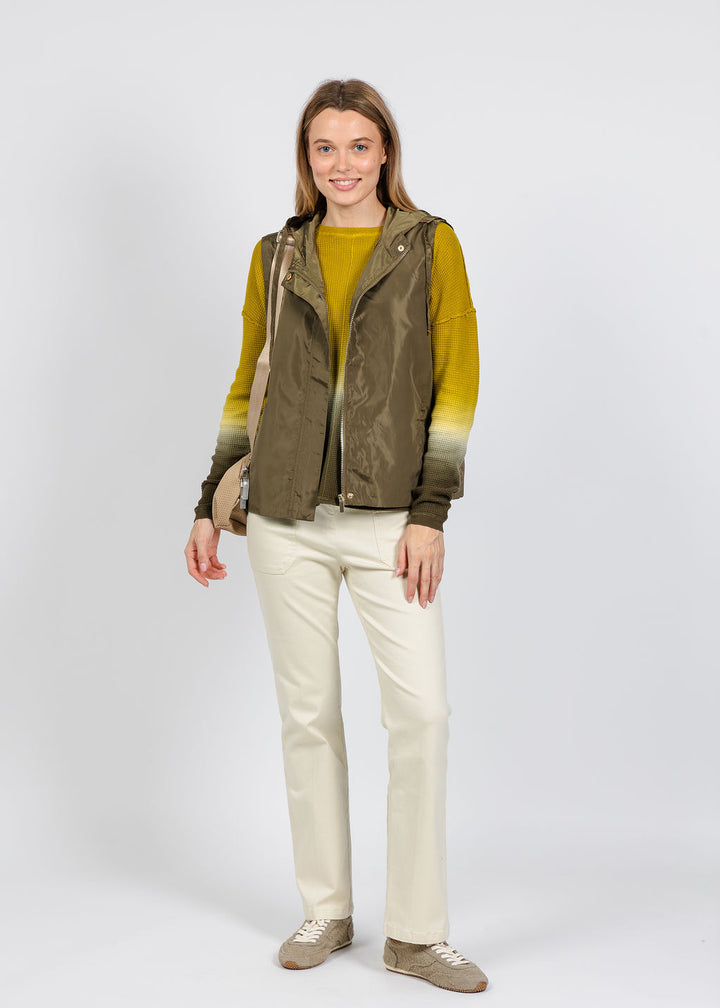 Elliott Lauren Nylon Zip Up Vest in Olive available at Barbara Katz