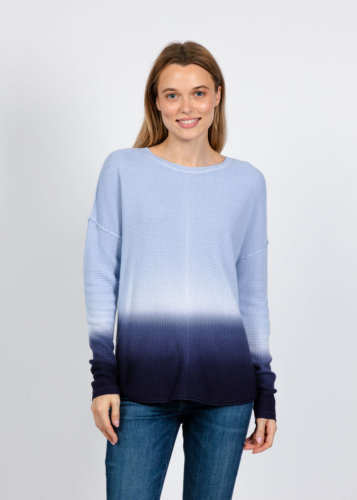 Elliott Lauren Ombre Waffle Stitch Sweater in Navy available at Barbara Katz