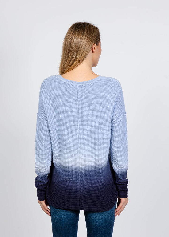 Elliott Lauren Ombre Waffle Stitch Sweater in Navy available at Barbara Katz