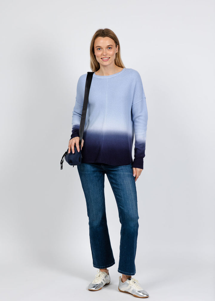 Elliott Lauren Ombre Waffle Stitch Sweater in Navy available at Barbara Katz