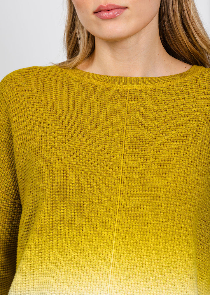 Elliott Lauren Ombre Waffle Stitch Sweater in Olive available at Barbara Katz