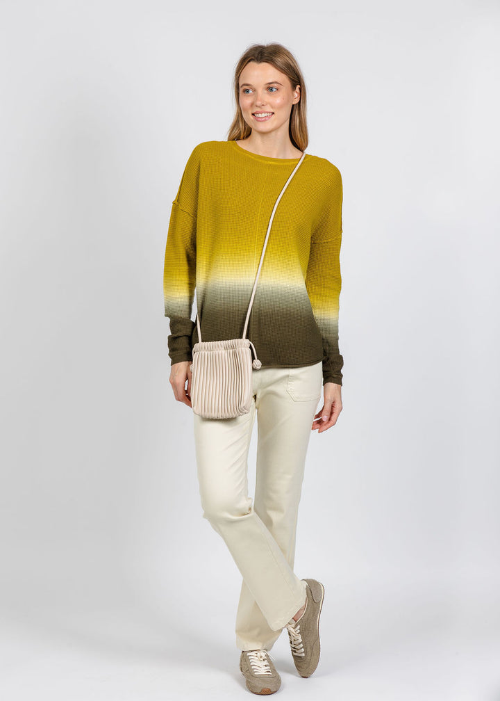 Elliott Lauren Ombre Waffle Stitch Sweater in Olive available at Barbara Katz