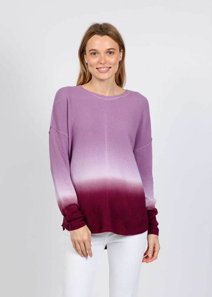Elliott Lauren Ombre Waffle Stitch Sweater in Plum available at Barbara Katz