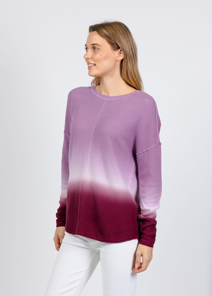 Elliott Lauren Ombre Waffle Stitch Sweater in Plum available at Barbara Katz