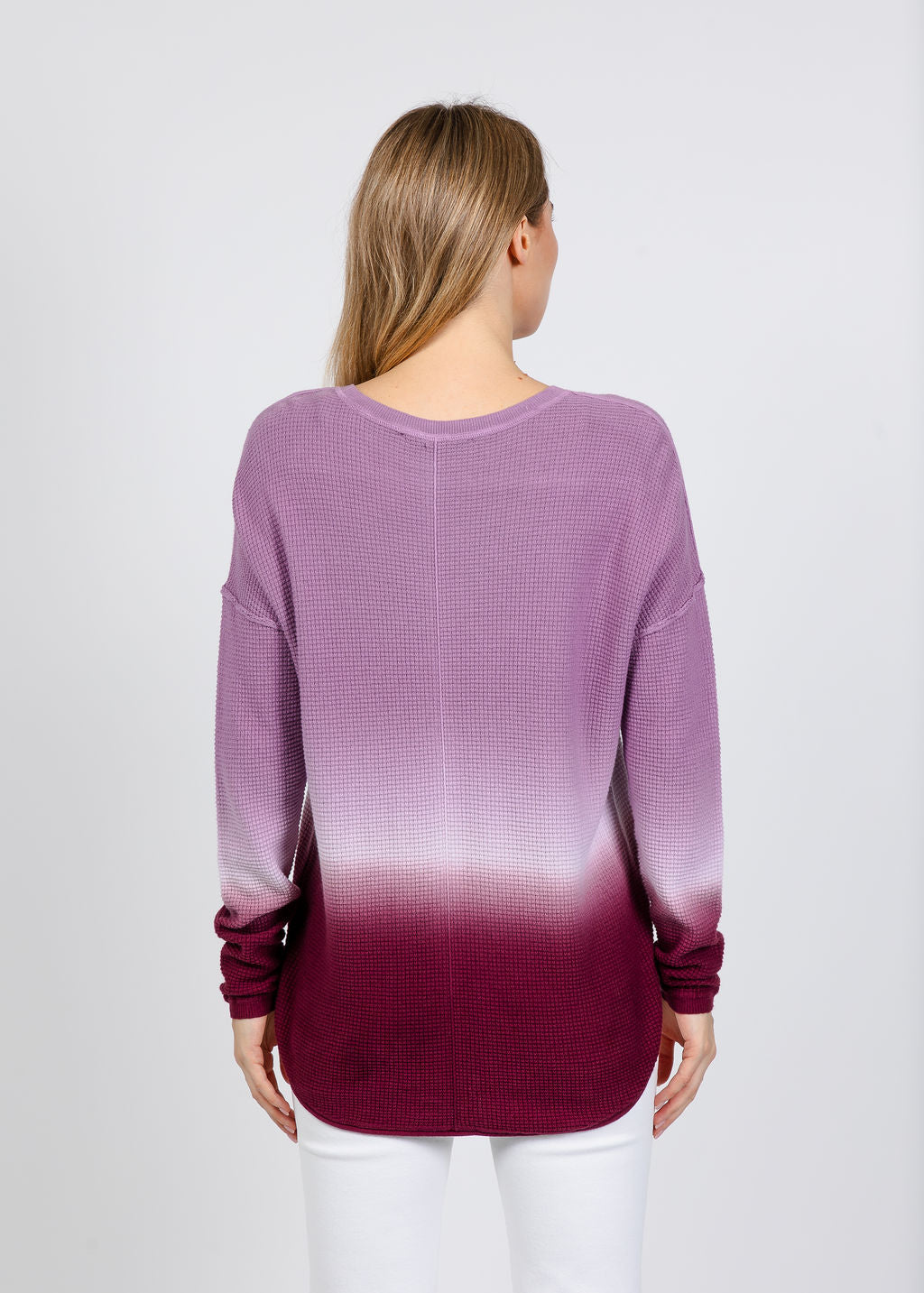 Elliott Lauren Ombre Waffle Stitch Sweater in Plum available at Barbara Katz