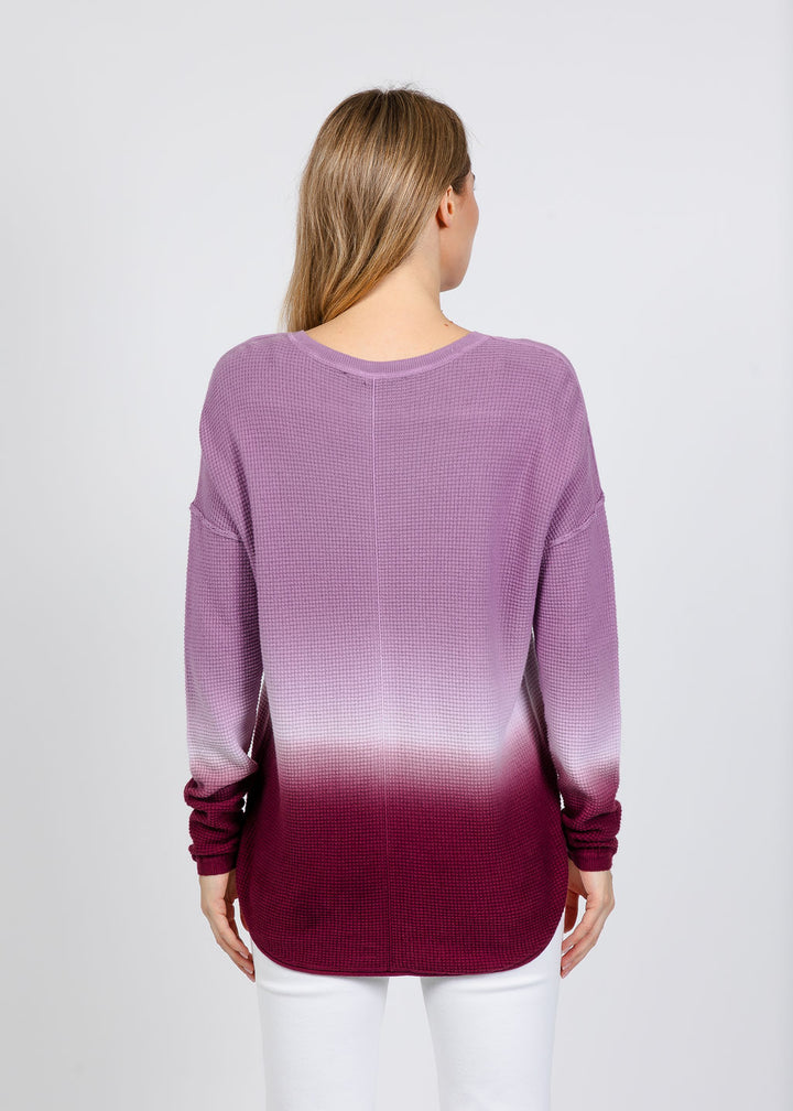 Elliott Lauren Ombre Waffle Stitch Sweater in Plum available at Barbara Katz