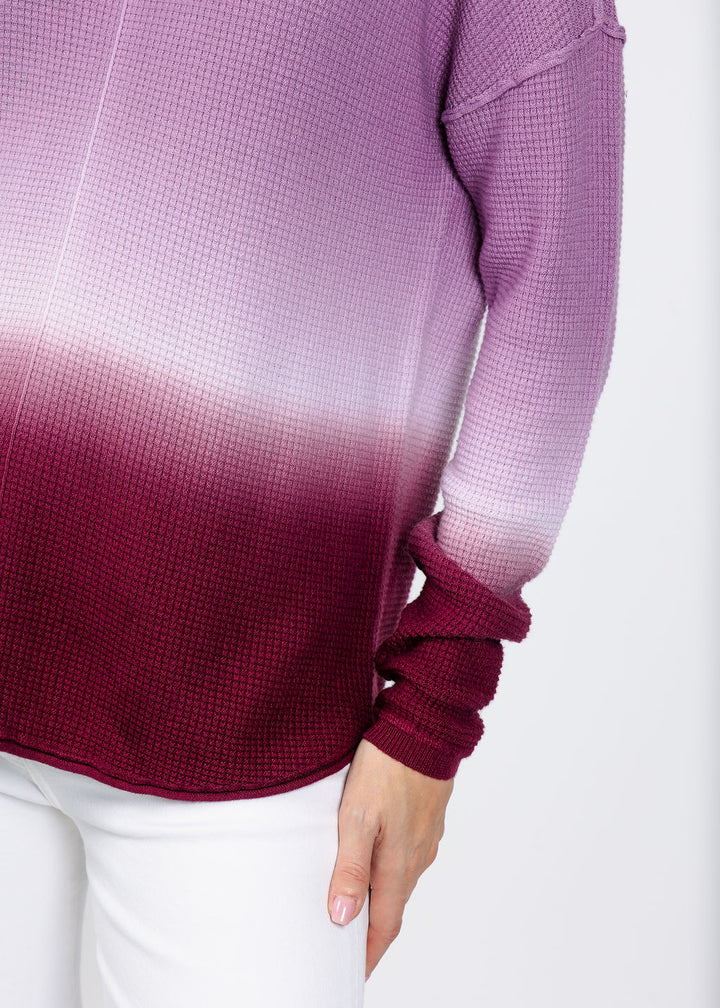 Elliott Lauren Ombre Waffle Stitch Sweater in Plum available at Barbara Katz