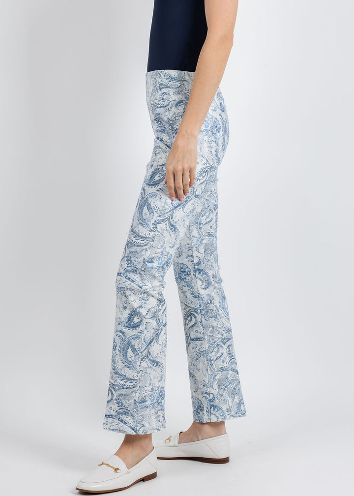 Elliott Lauren Printed Bootcut Pants in Blue Bayou available at Barbara Katz