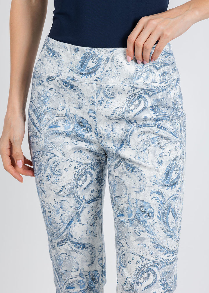 Elliott Lauren Printed Bootcut Pants in Blue Bayou available at Barbara Katz