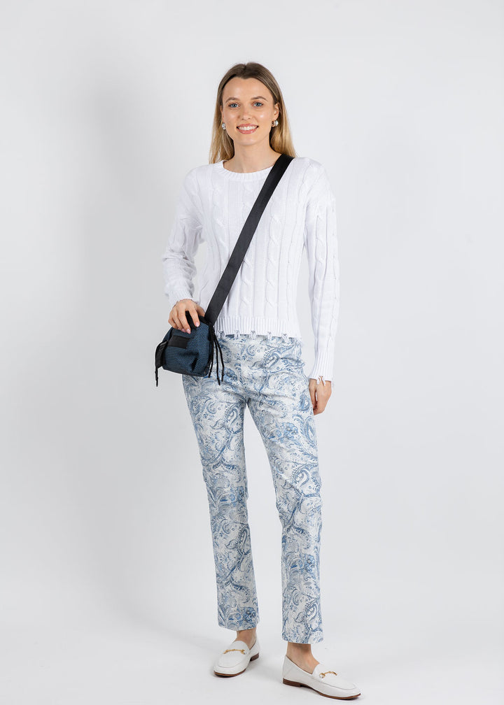 Elliott Lauren Printed Bootcut Pants in Blue Bayou available at Barbara Katz