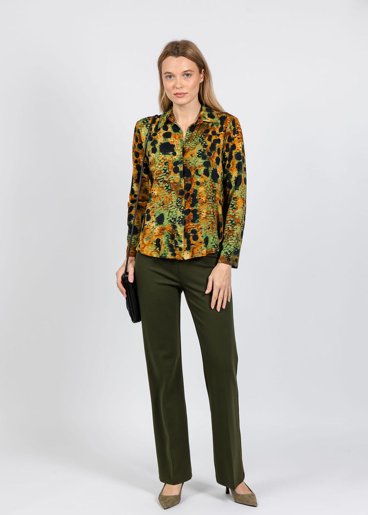 Elliott Lauren Printed Knit Top in Lava available at Barbara Katz