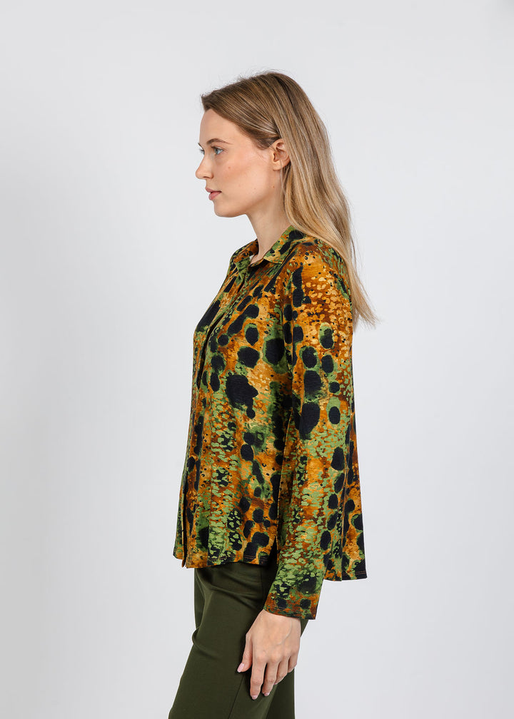 Elliott Lauren Printed Knit Top in Lava available at Barbara Katz