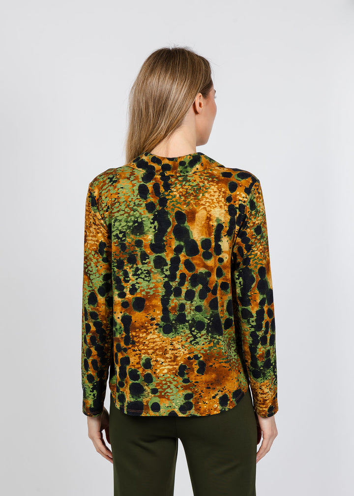 Elliott Lauren Printed Knit Top in Lava available at Barbara Katz