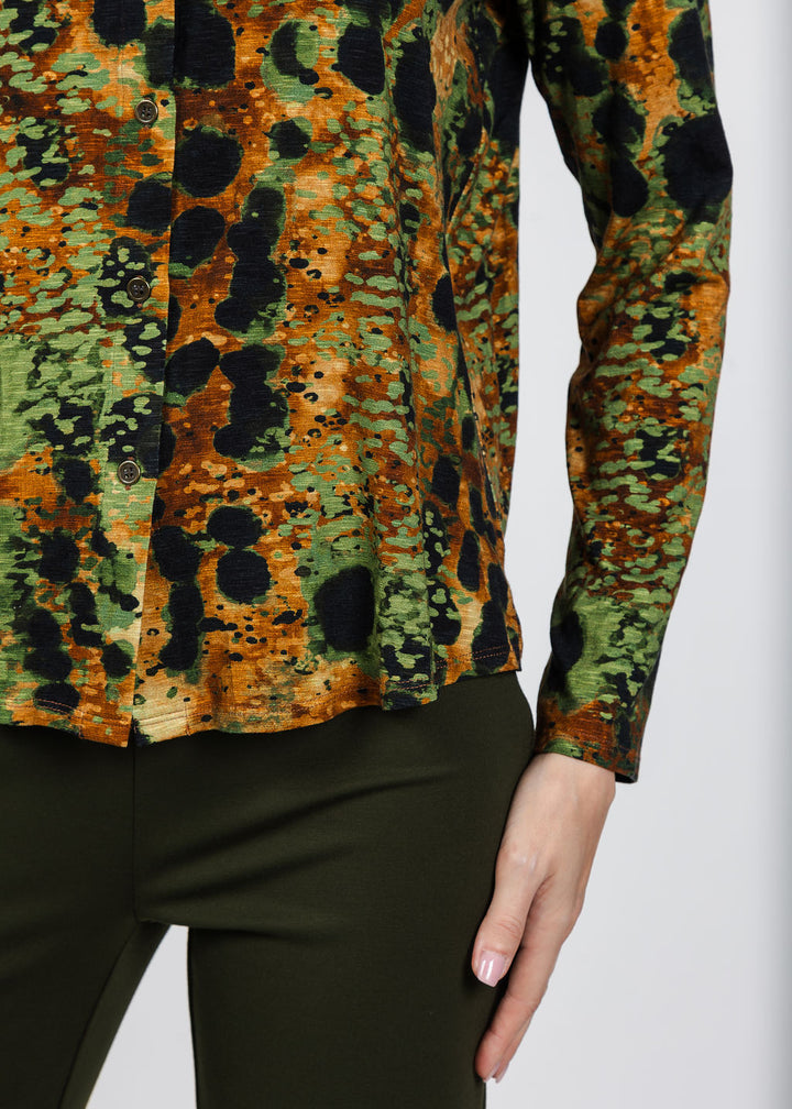 Elliott Lauren Printed Knit Top in Lava available at Barbara Katz