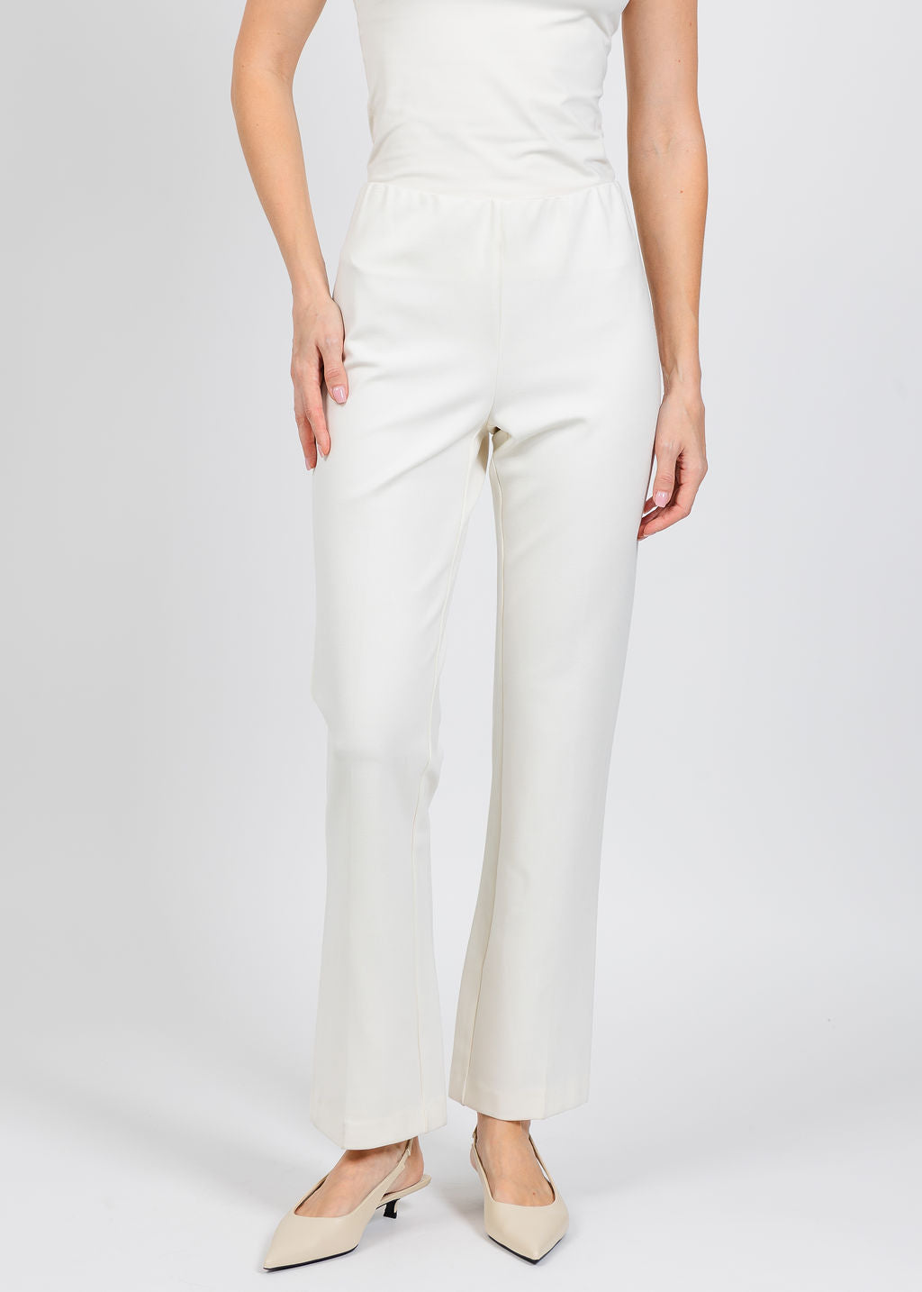 Elliott Lauren Pull-On Ponte Pant in Winter White available at Barbara Katz