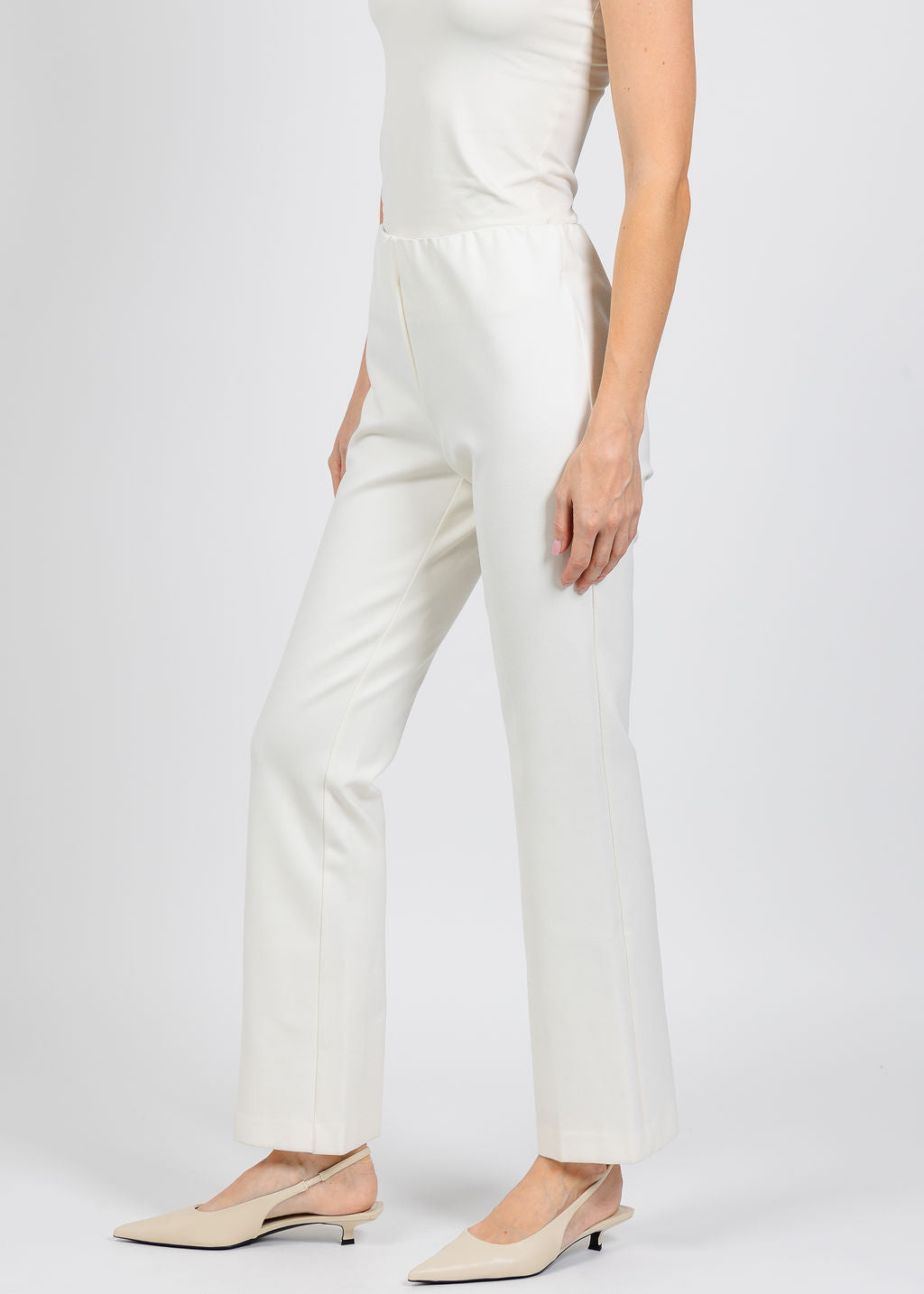 Elliott Lauren Pull-On Ponte Pant in Winter White available at Barbara Katz