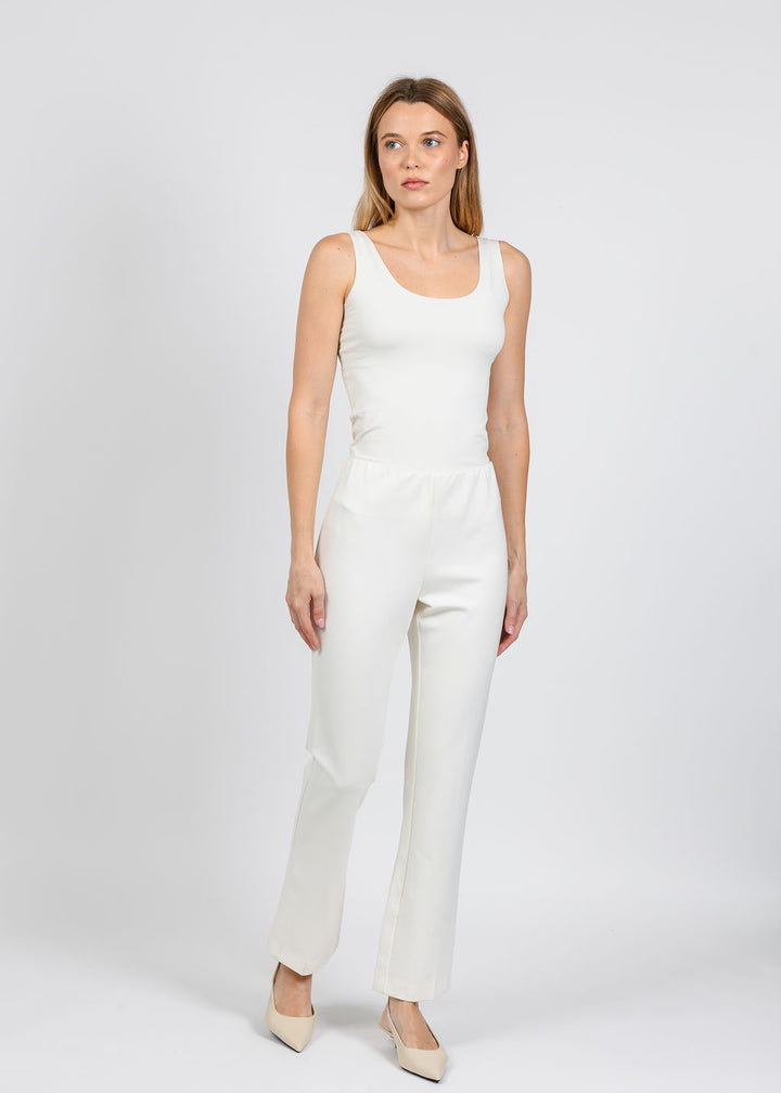 Elliott Lauren Pull-On Ponte Pant in Winter White available at Barbara Katz