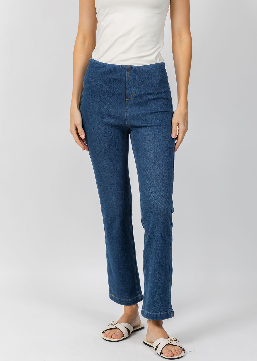 Elliott Lauren Pull On Knit Denim Pants available at Barbara Katz