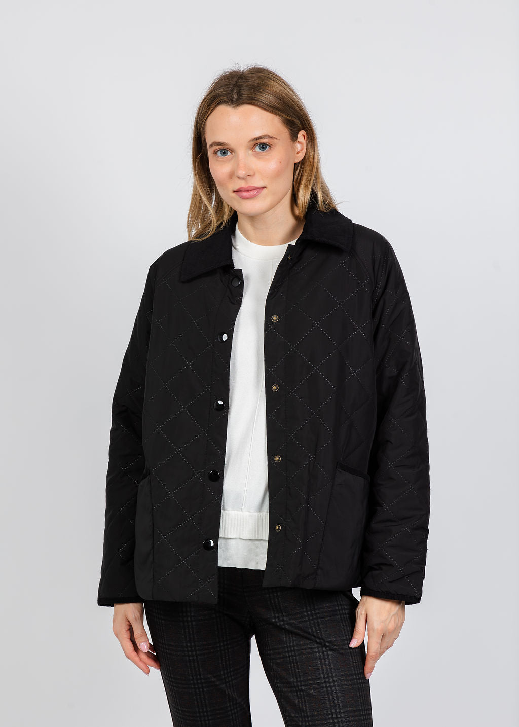 Elliott Lauren Quilted Jacket in Black available at Barbara Katz